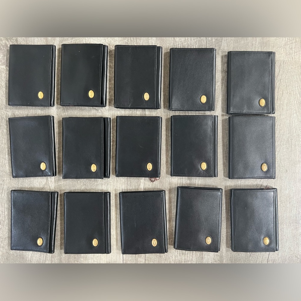 🆕BUGATTI MEN'S BLACK LEATHER TRI-FOLD WALLET WITH PERSONAL INITIALS LETTER PICK